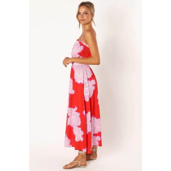 Petal & Pup Sybel Midi Dress Size Medium in Red Pink Floral - Picture 3 of 16